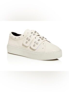 Rebecca Minkoff White Leather Stud-Detail Sneaker